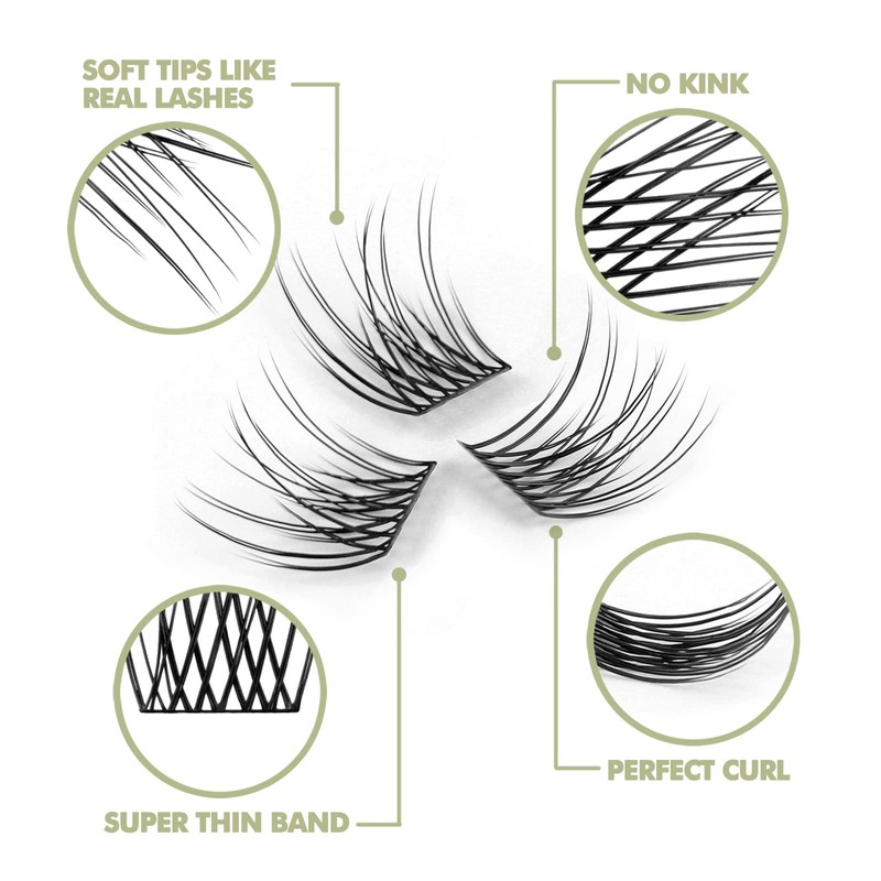 DIY Eyelash Extension, Glue Bonded Band Individual Lash 12 Clusters