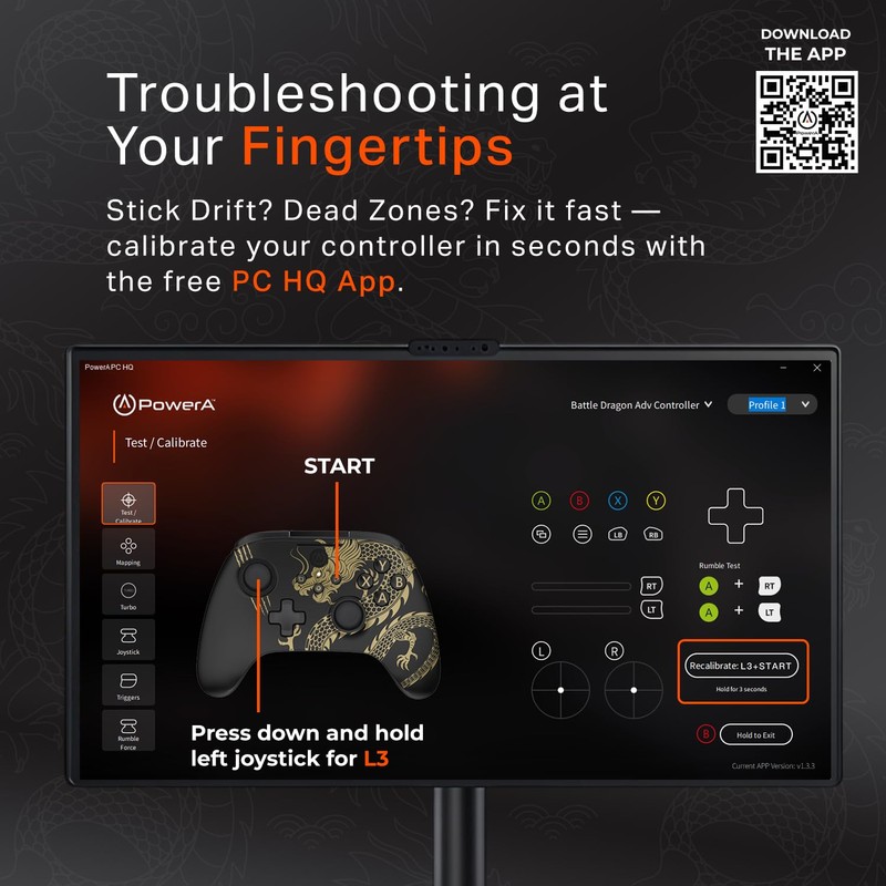 【国内正規品2年保証】PowerA バトルドラゴン・ワイヤレスコントローラー for PCゲーム&Cloudゲーム TURBO連射・二重振動・トリガーロック機能付き PCGP0402-1