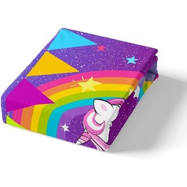 Erosebridal Kids Unicorn Bed Sheets - King Size Cute Unicorn Print Bedding Set for Girls, Includes Fitted & Flat Sheets, Room Decor in White & Purple