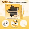 QUEWEL DIY Lash Extension Kit, 320Pcs 60D+80D Lash Clusters 12-18mm