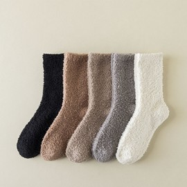 Men's Flat Coral Winter Brushed Thick Warm Sleeping Socks for Home Size/Khaki 3ea