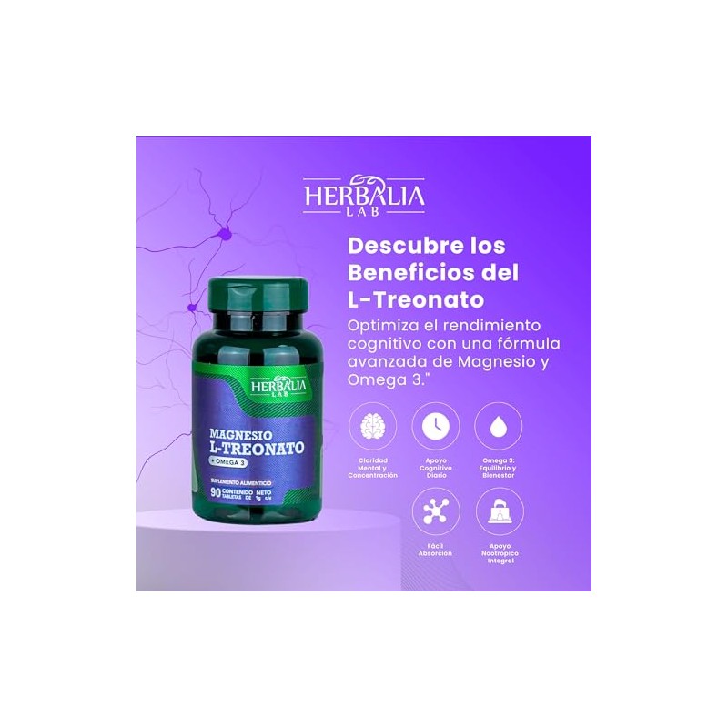 Treonato de Magnesio + Omega 3 1000 mg - Suplemento
