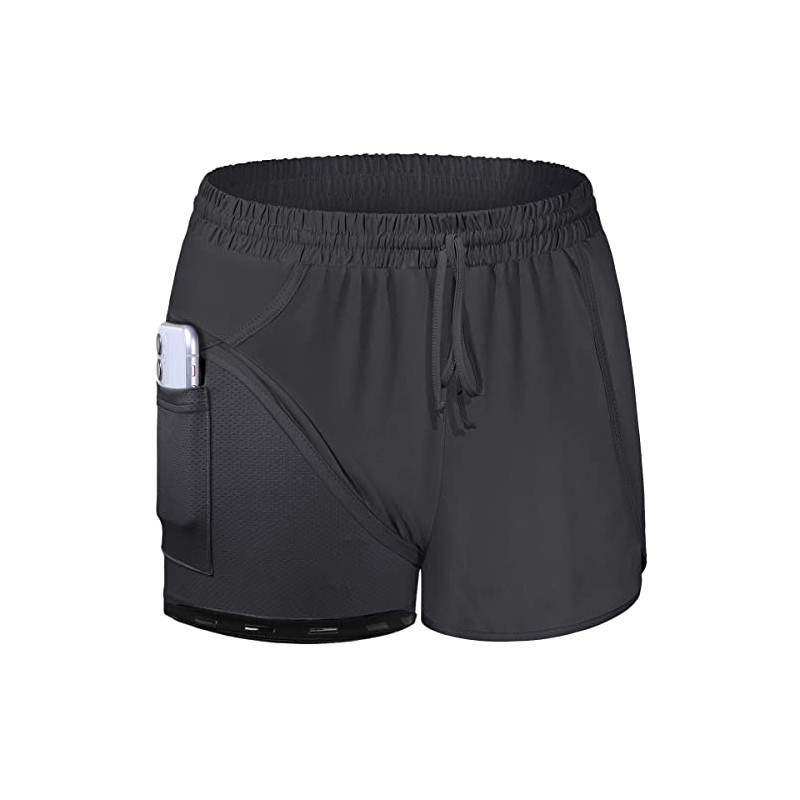 Blevonh Pantalones cortos de yoga para mujer, 2 en 1,