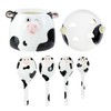 Sizikato 4pcs Porcelain Measuring Spoons with Base, Cow Shaped Ceramic