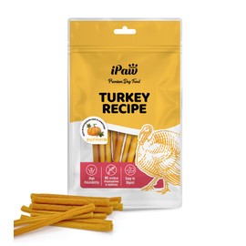iPaw Turkey Dog Treats, All Natural Human Grade Dog Treat, Suitable for Training chew, Ingredient Sourced from USA, Hypoallergenic, Rawhide Alternative, Thin Stick (Pumpkin)