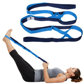 10 Loops Yoga Stretching Strap for Physical Therapy, Dance, Flexibility and Gymnastics Stretch Strap Band with Loops Knee Leg Hamstring Stretcher Belt Women Men