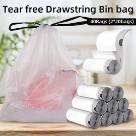 4 Gallon Trash Bags, 40 Count Drawstring Garbage bags, Thickened Unscented Wastebasket Liners for Bathroom Bedroom Office