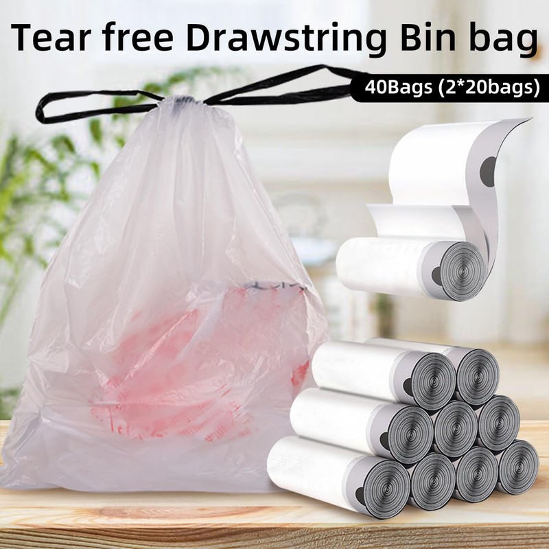 4 Gallon Trash Bags, 40 Count Drawstring Garbage bags, Thickened