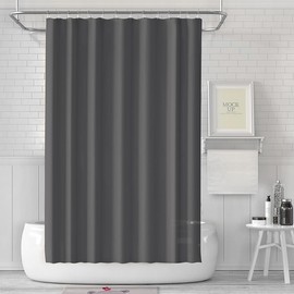 LUKDUNG 180 x 180 cm Bath Curtain, Shower Curtain, Anti-Mould in Bathroom, Curtain for Bathtub, Shower, Made of Fabric, Waterproof, Washable, Washable PEVA Shower Curtain with 12 Shower Curtain Rings,
