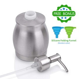 LALA DOLCE Stainless Steel Countertop Soap Dispenser Liquid Bottle and Pump, Suitable for Various Places Such as Kitchen and Bathroom (Brushed Nickel, 390 ml/13 oz)