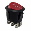Round Rocker Switch, 6-pin 250V 6A, ON-OFF-ON, Red Rocker Unlit