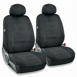 Crevelle Black Cloth Encore Velour 4 Piece Premium Low Back Auto Seat Covers Car SUV Truck Bucket Seat Cover for Toyota Corolla Honda Accord VW Passat Jetta Kia Rio Optima