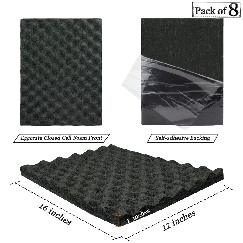 BXI Soundproofing Closed Cell Foam - 8 Pack Self-adhesive 16''
