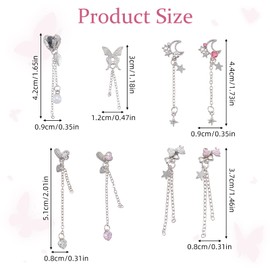 NICENEEDED 16 Pcs 3D Dangle Nail Charms, Butterfly Heart Bow Moon Art Charms Luxury Gold Nail Diamonds, Alloy Jewelry for Crafts DIY Nail Art Tip