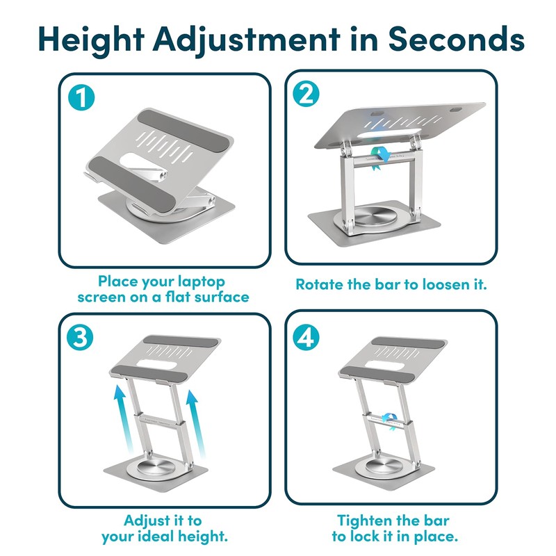 Lifelong 360 Rotating Ergonomic Laptop Stand for Desk, Laptop Riser