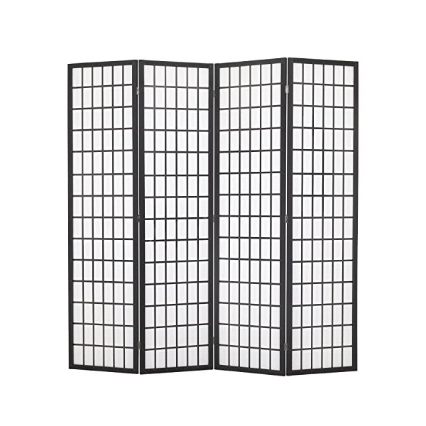 FDW Room Divider 4 Panel Oriental Shoji Screen 6Ft Folding Privacy Divider Wall Divider Portable Freestanding Partition Screen Japanese-Inspired Wood Divider ,White