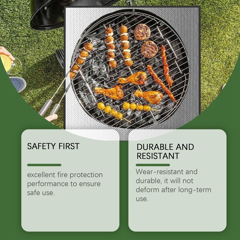 Fire Pit Mat,100x100cm Fi/Reproof Heat Resistant BBQ &Grill Mat for