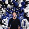 30th Birthday Decorations for Men and Women, Black Blue Silver