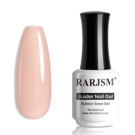 RARJSM Rubber Base Gel Nude Pink Rubber Base Coat Gel Nail Polish Sheer Pink for Nails French Manicure Transparente Extend Gel Soak Off UV LED Curing Requires Single Bottle 15ml Salon Home DIY Use