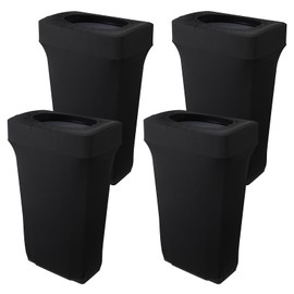 BSTKEY 23 Gallon Stretch Spandex Trash Can Cover, 4 Pack Outdoor Fitted Waste Container Cover Rectangular Garbage Can Covers for Wedding Party Commercial Fundraiser Decor, Without Trash Can (Black)