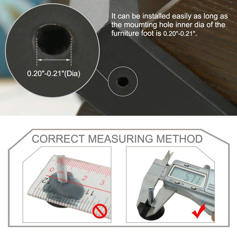 Sourcingmap M6 x 20 x 25mm Furniture Glide Leveling Feet