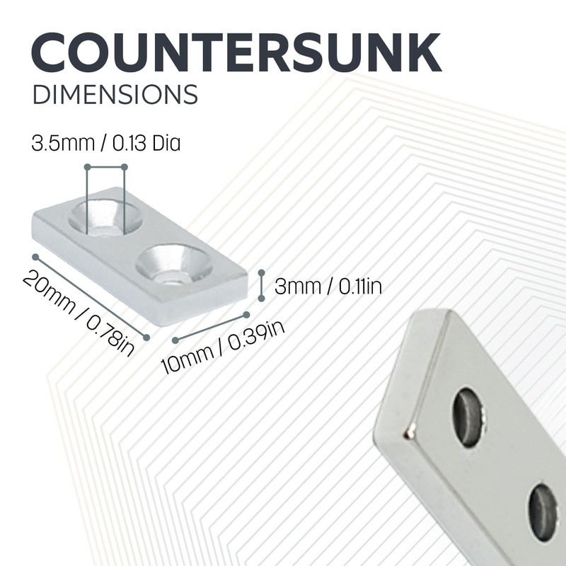 Magnet Expert® 20 x 10 x 3mm thick x 3.5mm