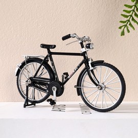 JIALINXIA Miniature Bicycle Sculpture Desk Decor, Metal Art Home Accessories, Classic Bike Models, Travel Themed Metal Ornaments, Earth Alloy Finger Bike, Desk Accessories Collection (Black)