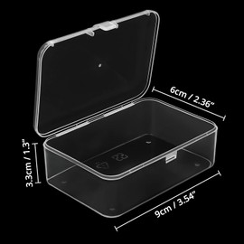 Party Monkeys Small Clear Plastic Storage Box Containers with Hinged Lid (12 Pack) - L9 x W6 x H3.3cm / 3.54 x 2.36 x 1.3 Inches - Mini boxes for Pills, Beads, Jewellery & Craft Items