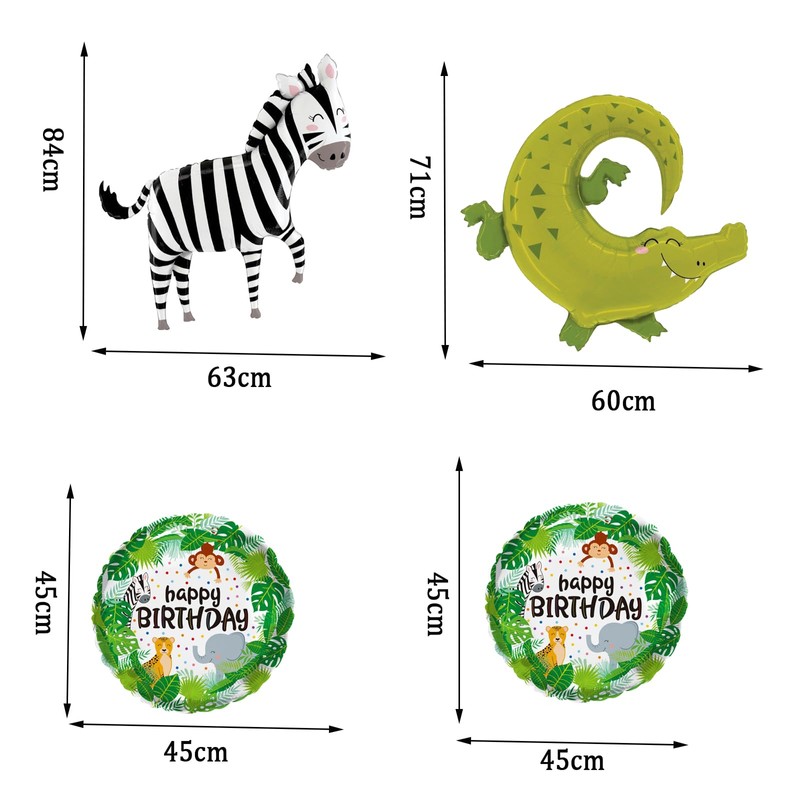 Catelves Safari Animals Foil Balloons, 9 Pieces for Jungle Birthday