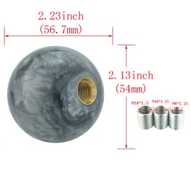 Abfer Round Ball Shift Knob Car Gear Stick Shifter Knobs Shifting Lever Replacement Fit Most Automatic Manual Transmission Vehicles (Gray)