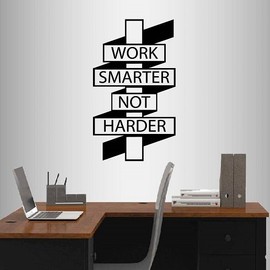 Wall Vinyl Decal Home Decor Art Sticker Work Smarter Not Harder Phrase Quote Lettering Motivation Slogan Business Office Room Removable Stylish Mural Unique Design 2485