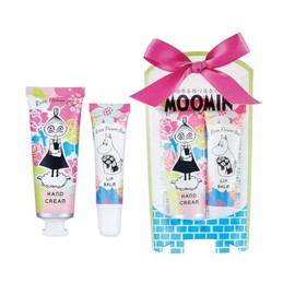 Moomin Lip & Hand Care Set, Wild Garden (Lip Balm, 0.3 fl oz (10 ml), Hand Cream, 0.8 fl oz (25 ml), Natural Rose Scent, Rose