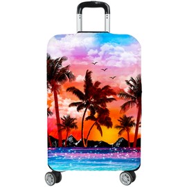 Lattlefnki Luggage Covers for Suitcase Elastic Suitcase Covers Luggage Protector Anti-scratch Fits 20-22 Inch Sunset Coconut Tree