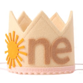HUHJRUAR Boho Sun 1st Birthday Crown Hat - One Year Around The Sun Boho Sunshine First Party Decoration (SUN NE HAT)