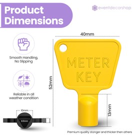 Plastic Gas & Electric Meter Key (1 Pack) – Utility Meter Box Key with Triangle Socket – Yellow Durable Plastic Key for Cupboards, Bins & Meter Access.