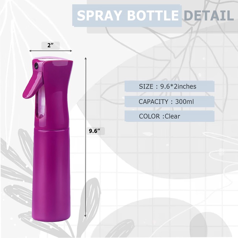 VIGOR PATH Continuous Mist Purple Spray Bottle 300ml Fine Mist
