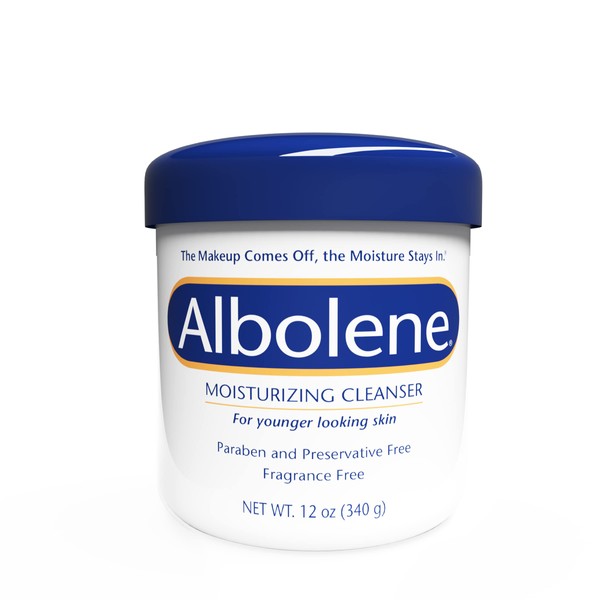 Albolene Face Moisturizer and Makeup Remover, Facial Cleanser and Cleansing Balm, Fragrance Free Cream, 12 oz