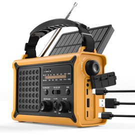 Hand Crank Emergency Radio Solar with 12000mAh Power Bank, NOAA/AM/FM/Weather Alert, 5W LED Flashlight & Reading Lamp for Hurricanes, Blizzards, Power Outage, Survival Gear