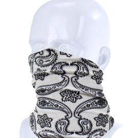 TZ Promise Tube Bandana Face Mask Scarf Paisley Print Head Neck Gaiter Motorcycle Bike Hiking (White)