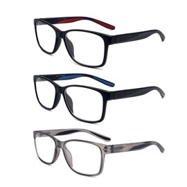 SOCTICK Blue Light Blocking Reading Glasses for Men,3 pack Lightweight & Comfort Computer Readers,Anti Eyestrain Lens(C2,+0.5)