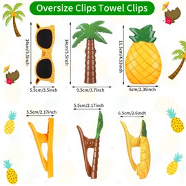 Yalikop 6 Pieces Beach Towel Clips, Portable Chair Clips Holder Plastic Clothes Pins in Fun Bright Colors Jumbo Size for Pool Loungers Cruise Clothes Lines Quilt Blanket
