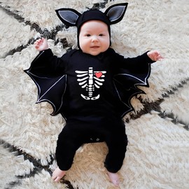 Moerstar Halloween Costume, Baby, Kids, Cosplay, Costume, Baby, Pumpkin, Newborn Clothes, Going Out, Costume, Hat, Children's Halloween Costume, Bat Costume, Party Goods, Long Sleeve Coverall, Hat, 2