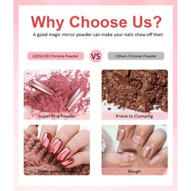 BISHENGYF Chrome Powder for Nails: 6pcs Metallic Effect Chrome Powder Aurora Mermaid Iridescent Holographic Nail Powder Pigment Glitter Nail Powder Nailr Art Decoration