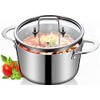 LOLYKITCH Tri-Ply Stainless Steel 3-QT Stockpot with Tempered Glass Lid, Ergonomic Handel, Compatible with All Stove Tops Oven Safe