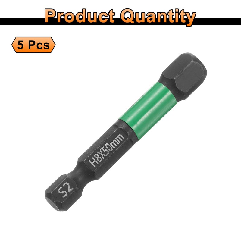 sourcing map 5pcs H8 Flat Hex Head Screwdriver Bit 8mm