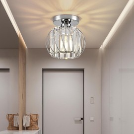 ZtuoYong Crystal Ceiling Light, Crystal Semi Flush Mount Ceiling Light Silver Crystal Chandelier for Kitchen Hallway Entrance Balcony Dining Rooms Living Rooms Bar Farmhouse …