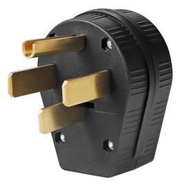 TENINYU 3-Pole, 4 Wire Dryer Cord Grounding Extension, NEMA 14-50P 50 Amp 125/250 Volt Straight Blade Plug Replacement, Black