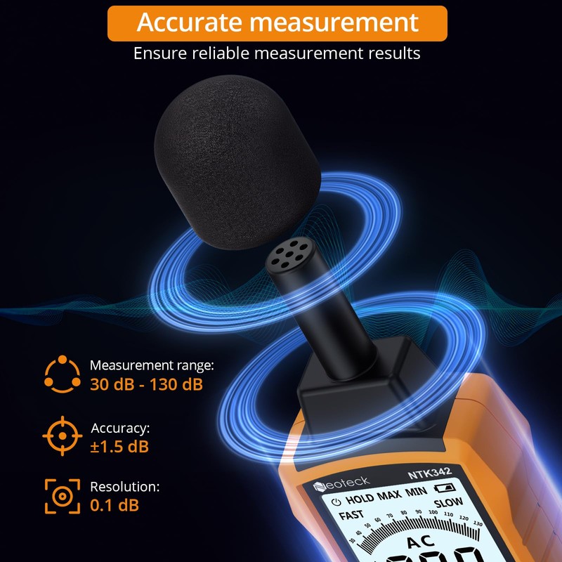 Neoteck Dezibel Digital Portable Sound Level Meter 30-130dB with LCD