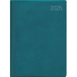 Zettler - Pocket Calendar 2025 Turquoise, 8.3 x 10.7 cm, Pocket Planner with 140 Pages in Flexible Plastic Cover, 1 Week on 1 Page, Daily and Week Counting and German Calendar