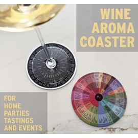 Wine Aroma Coasters, Set of 10, Wine Tasting Coaster, Recyclable, Sleek Wine Accessory, (Red, White, Rose and Sparkling), 90+ Aromas and Flavors, Wine Gift, 4.5 Inches (Black) by The Wine Behavior